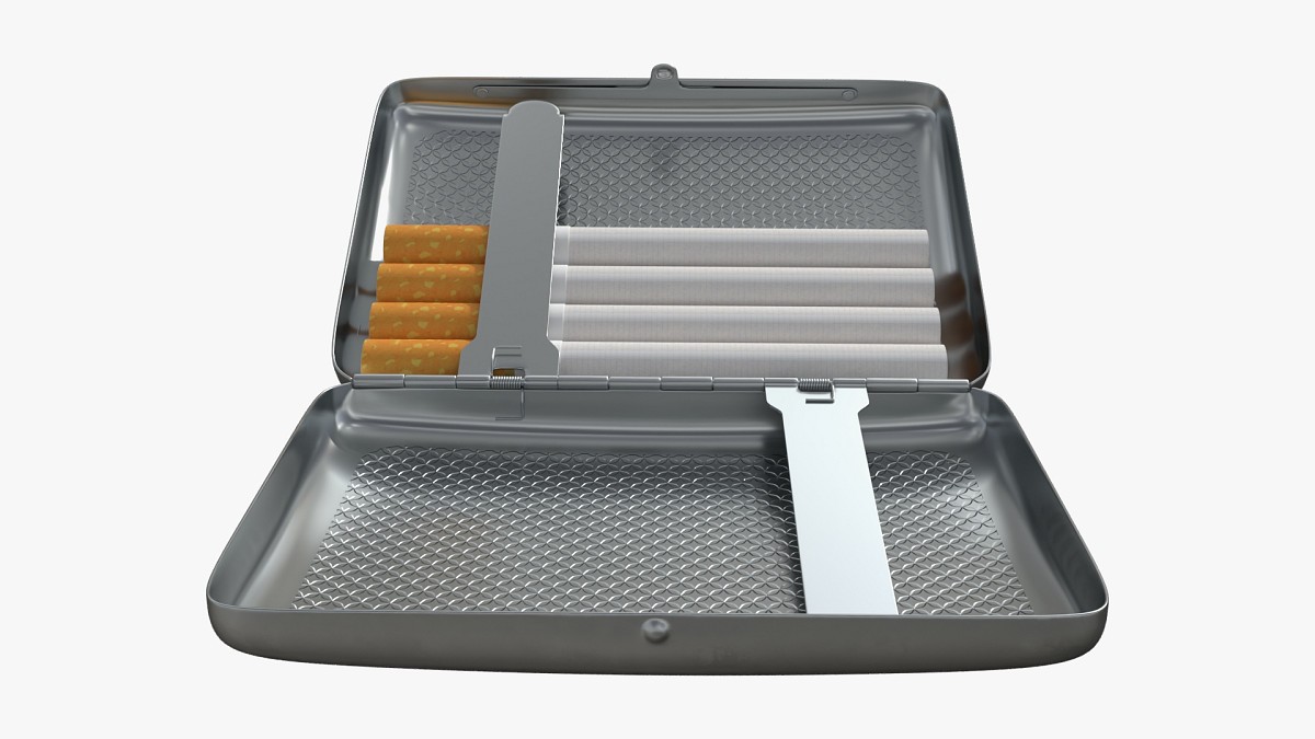 Metal cigarette case box 01 open