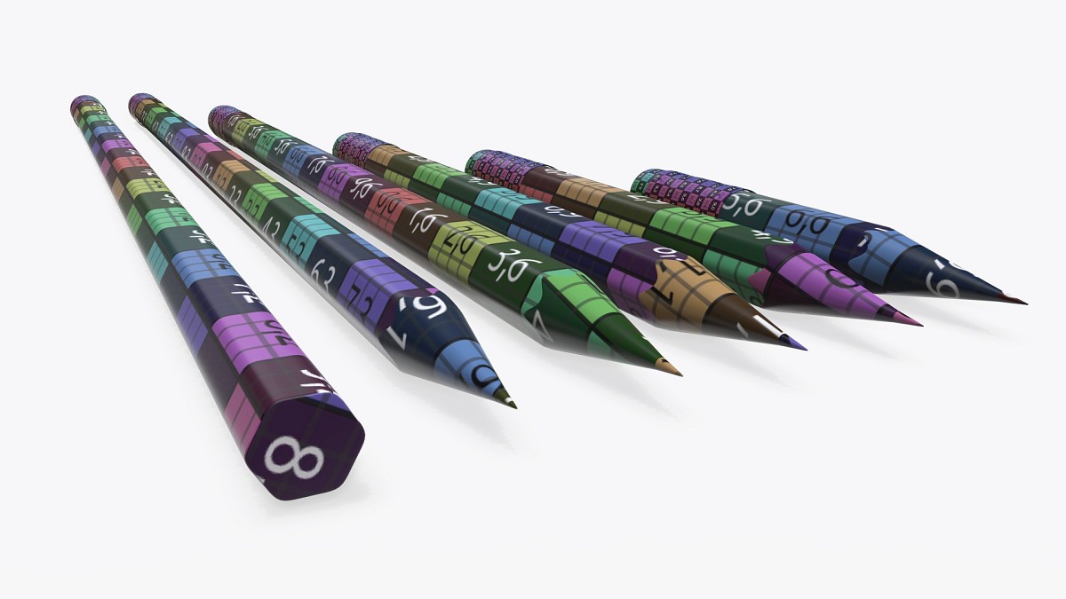 Pencils with rubber various sizes