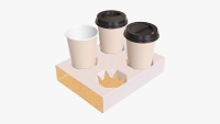 Paper coffee cups with cardboard holder