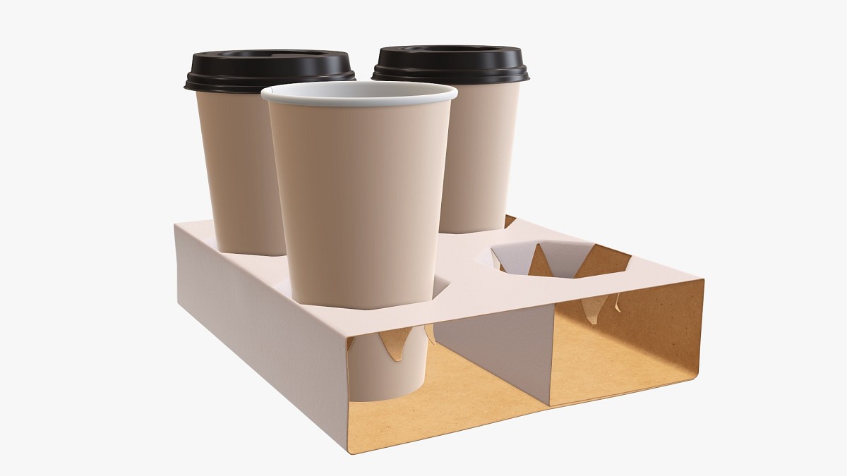 Paper coffee cups with cardboard holder