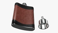 Flask liquor stainless steel leather wrap 01