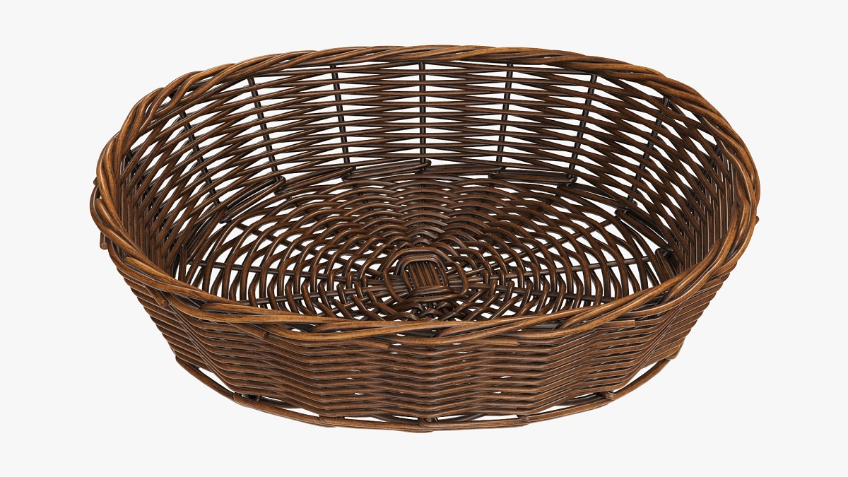 Oval wicker basket dark brown