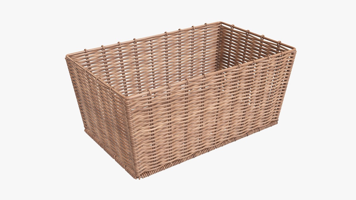 Rectangular wicker basket 02 light brown