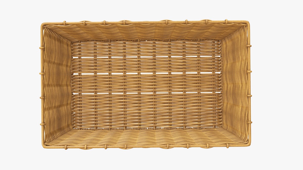 Rectangular wicker basket 02 medium brown