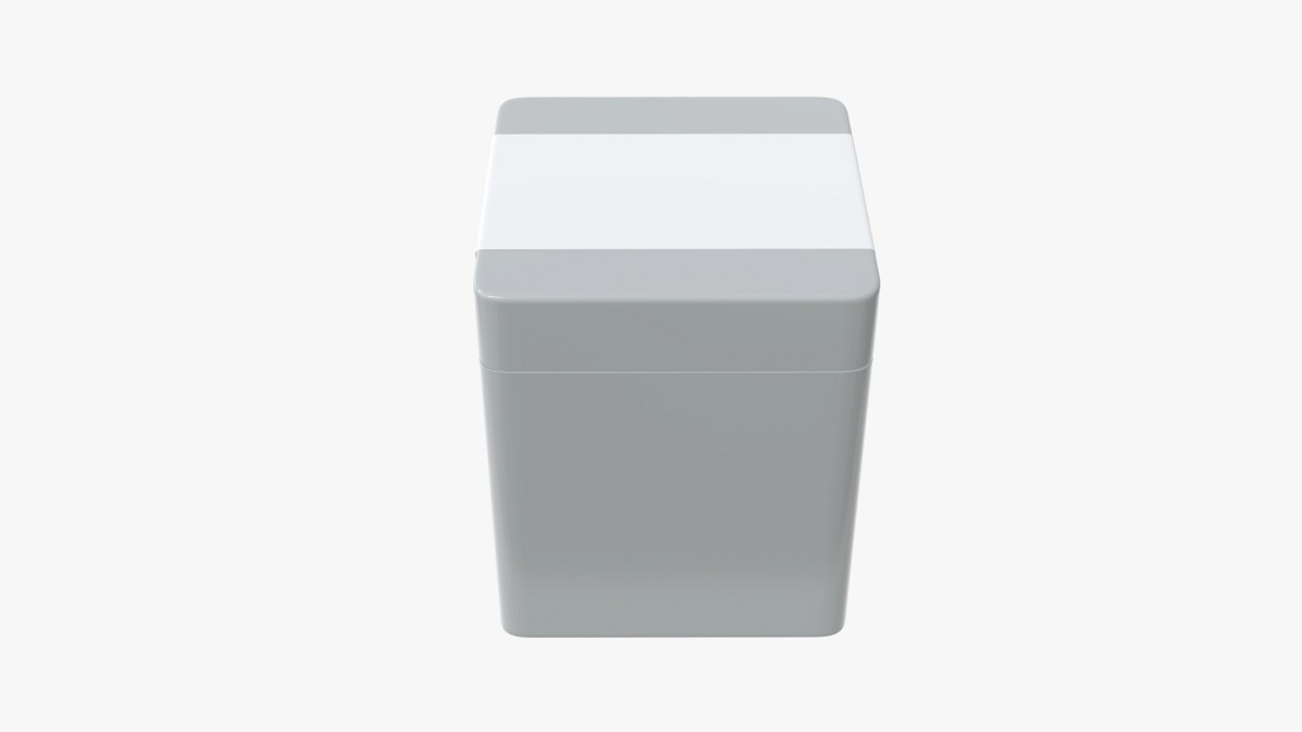 Metal tin can rectangular shape with label