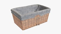 Rectangular wicker basket with fabric light brown