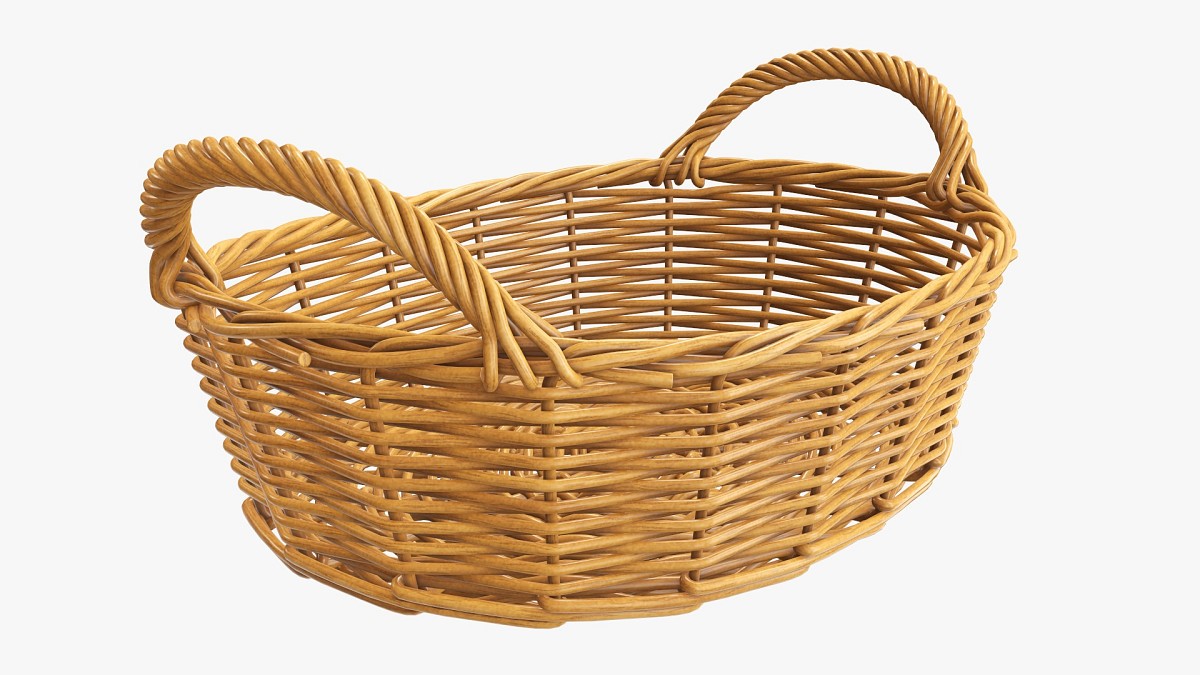Oval wicker basket with handles medium brown