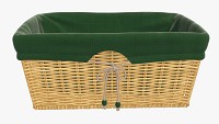 Rectangular wicker basket with fabric medium brown