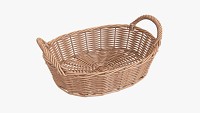 Oval wicker basket with handles light brown