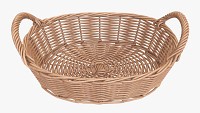 Oval wicker basket with handles light brown