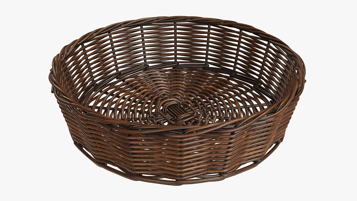 Round wicker basket dark brown