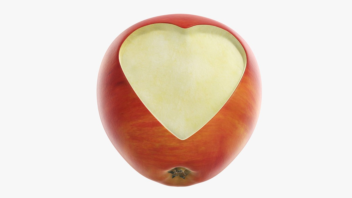 Apple fruit with heart shape cut out