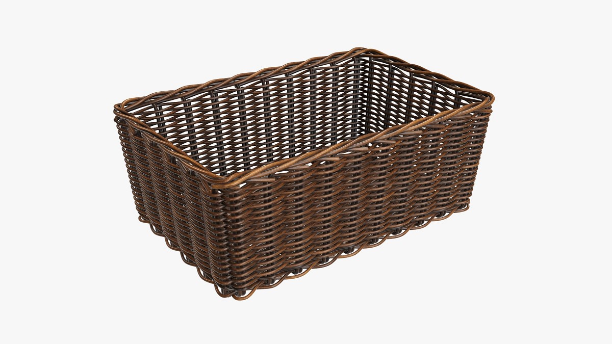 Rectangular wicker basket 01 dark brown