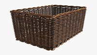 Rectangular wicker basket 01 dark brown