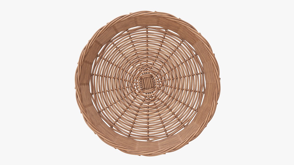 Round wicker basket light brown