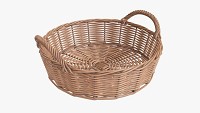 Round wicker basket with handle light brown