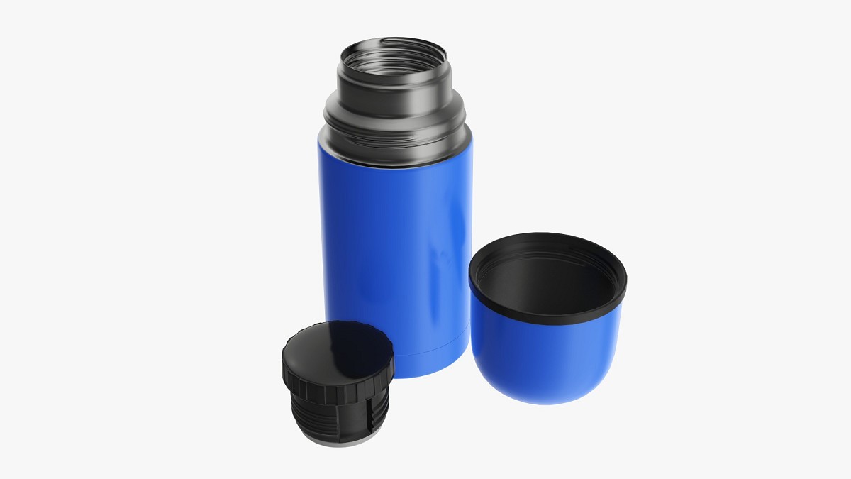 Thermos small stainless steel with cup opened