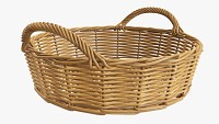 Round wicker basket with handle medium brown