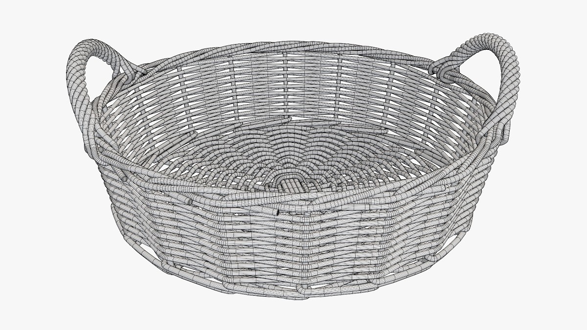 Round wicker basket with handle dark brown