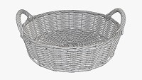 Round wicker basket with handle dark brown