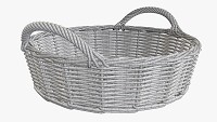 Round wicker basket with handle medium brown