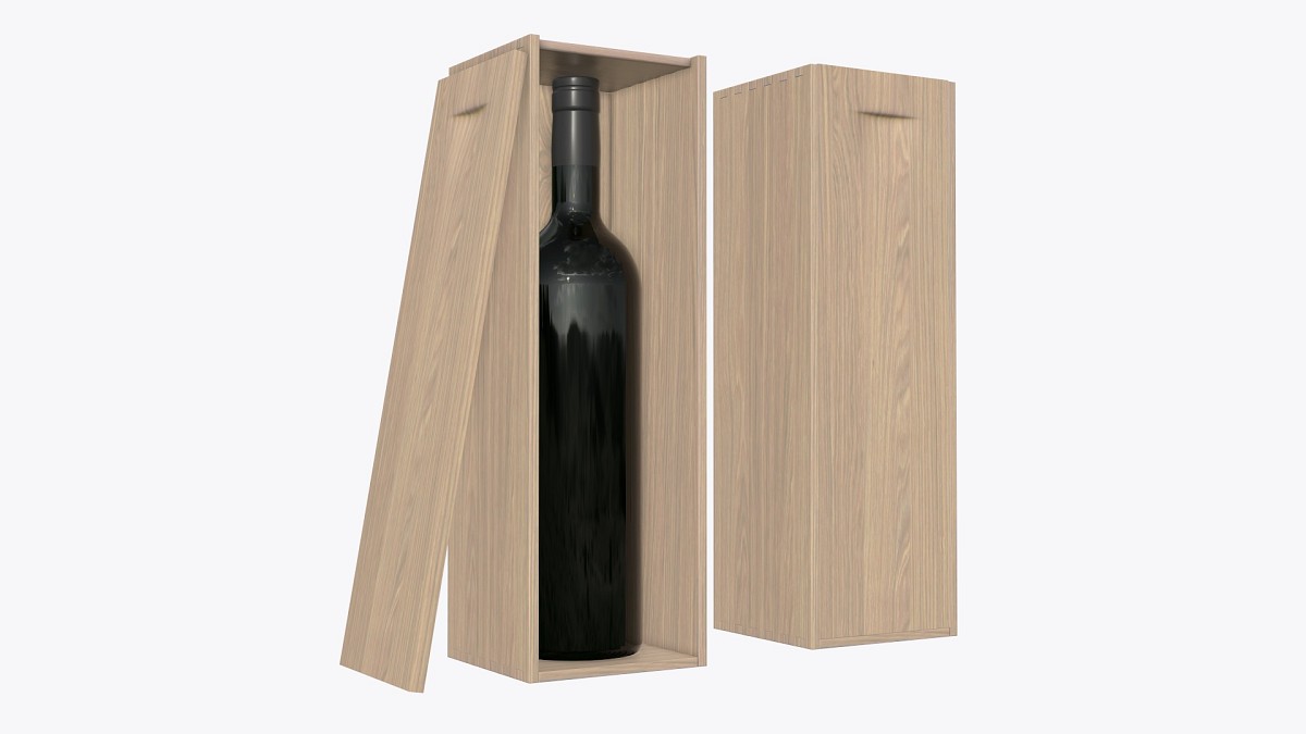 Wine bottle with wooden box