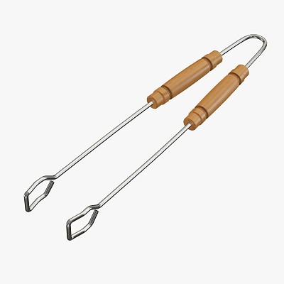 Tongs with wooden handle