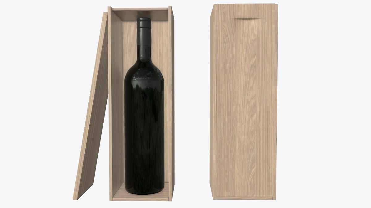 Wine bottle with wooden box