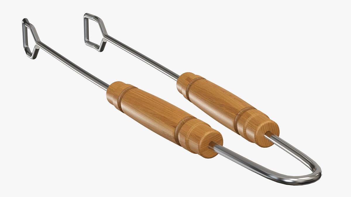 Barbecue tongs with wooden handle