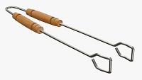 Barbecue tongs with wooden handle