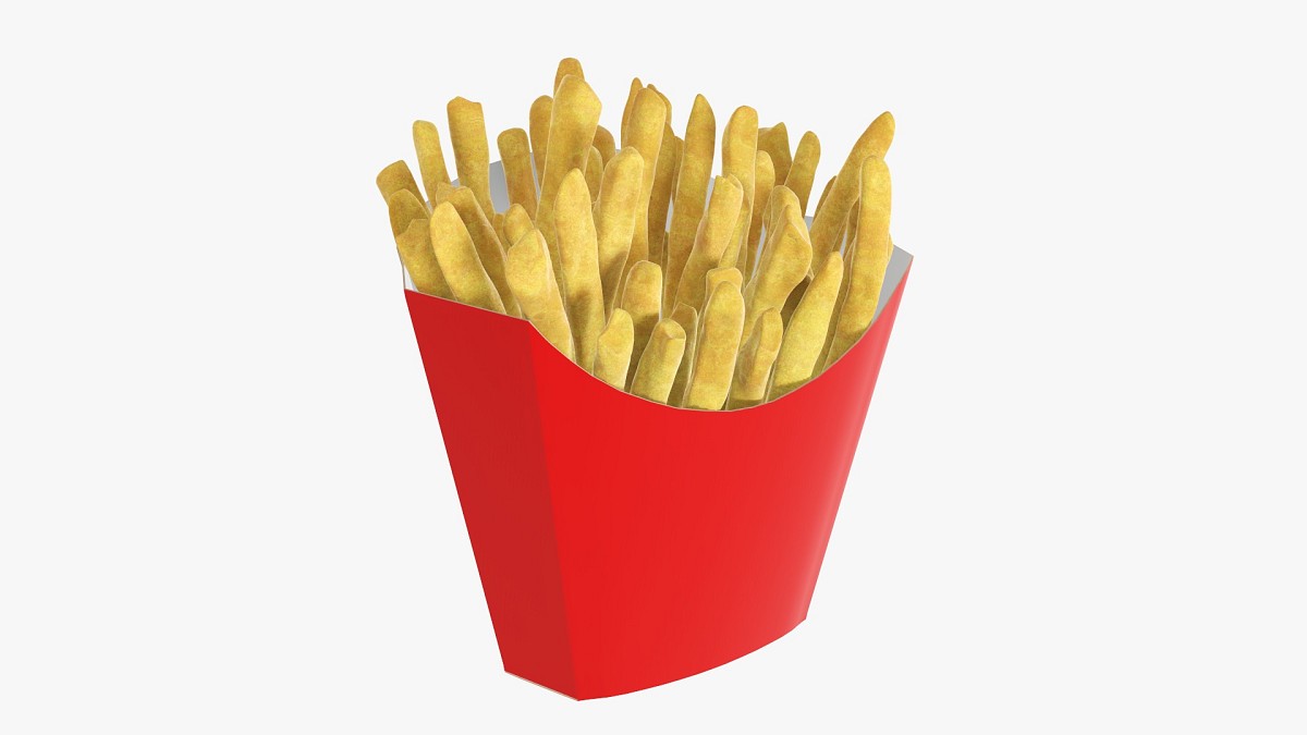 French fries with fast food paper box 01