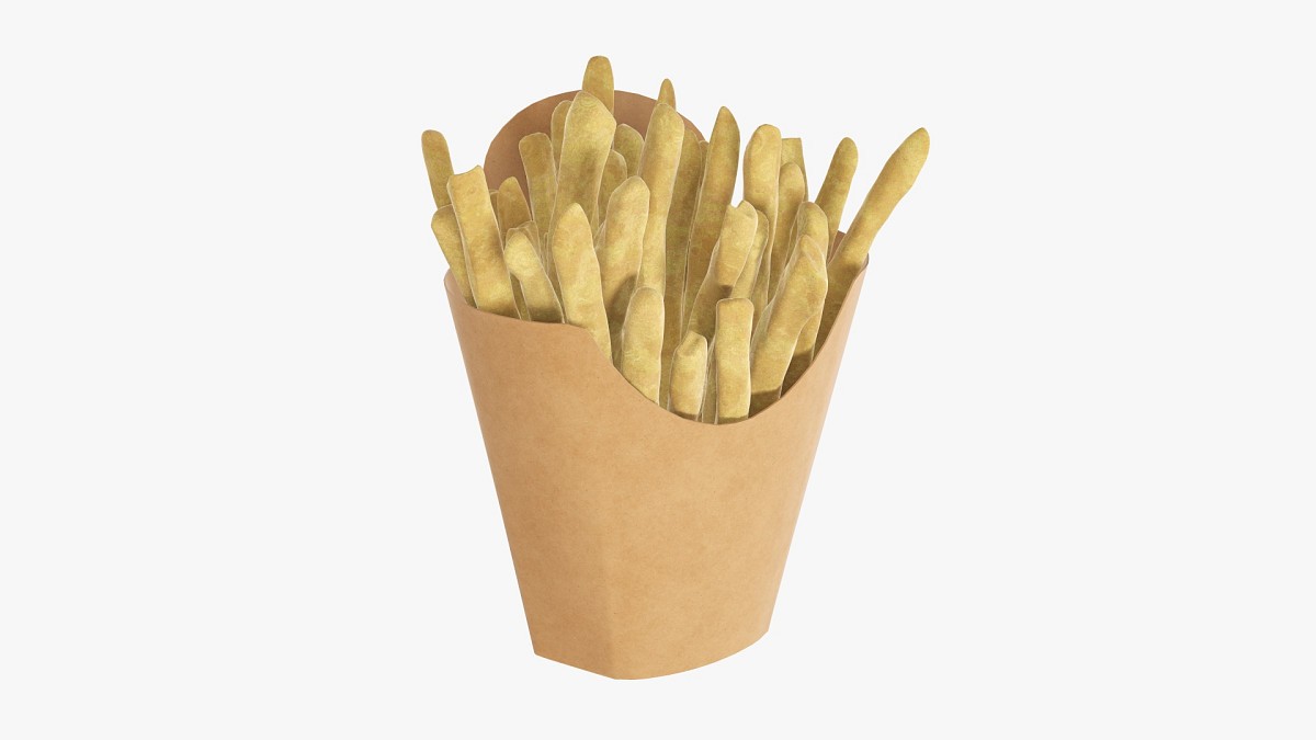 French fries with fast food paper box 02