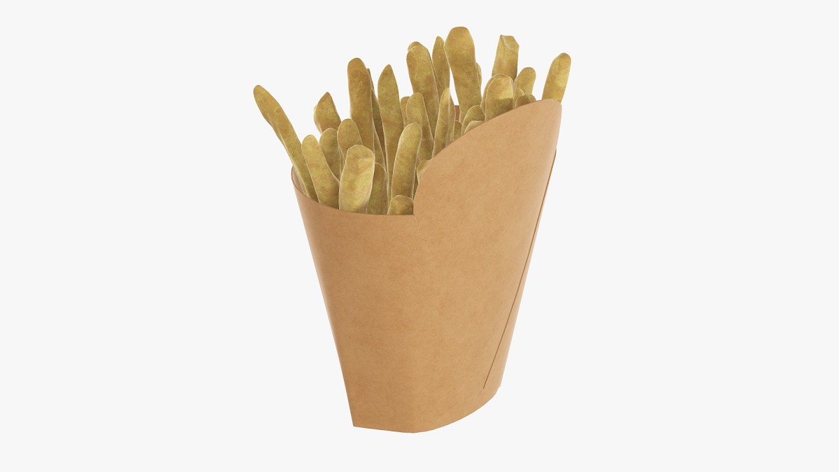 French fries with fast food paper box 02
