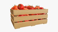 Tomato in wooden crate