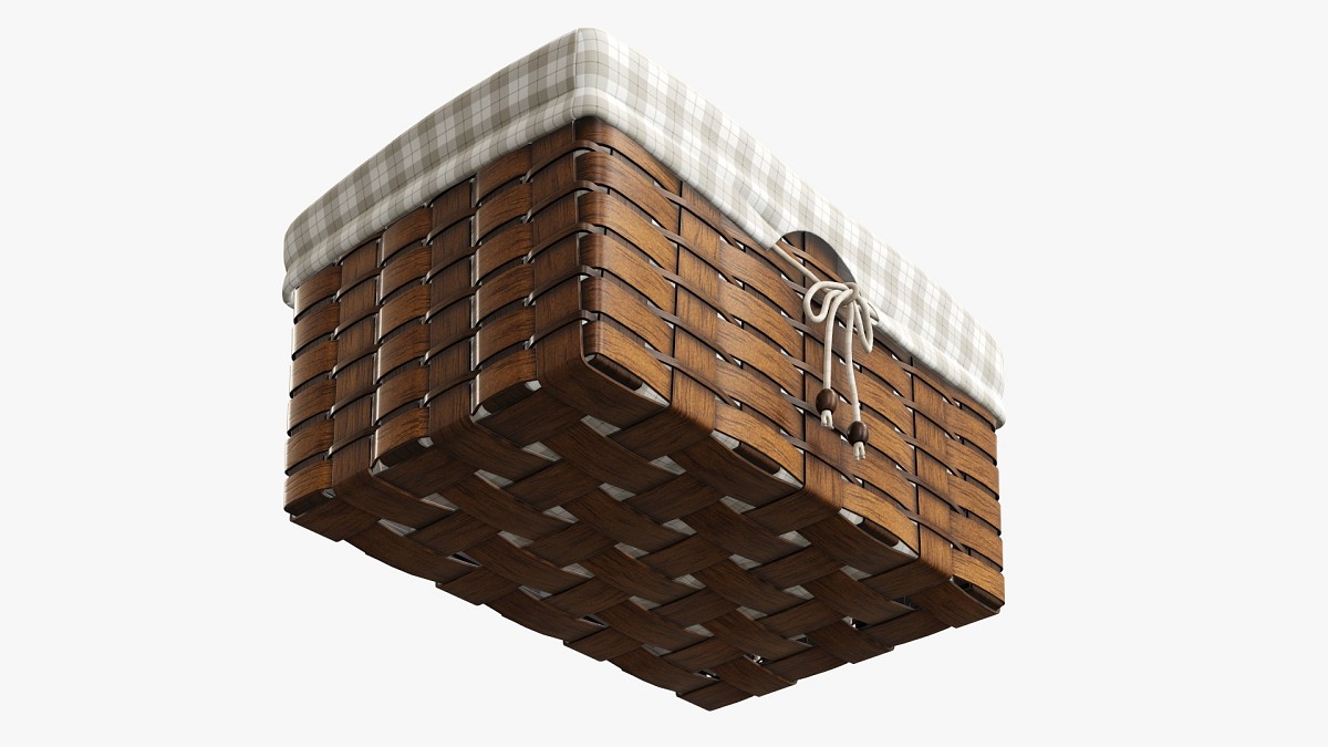 Wicker basket with fabric interior dark brown
