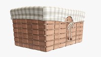 Wicker basket with fabric interior light brown