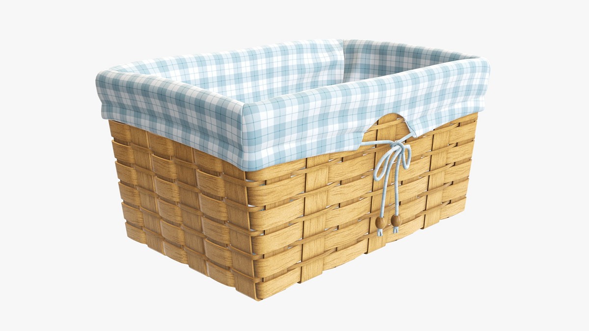 Wicker basket with fabric interior medium brown