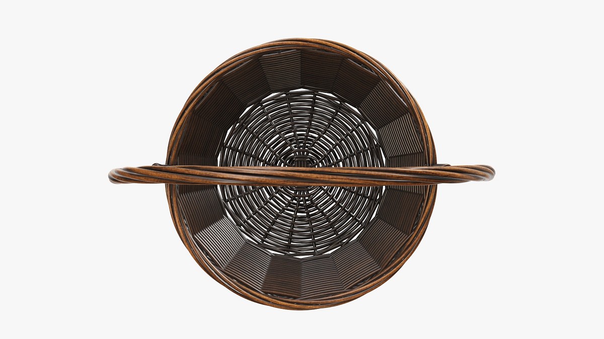 Wicker basket with handle dark brown