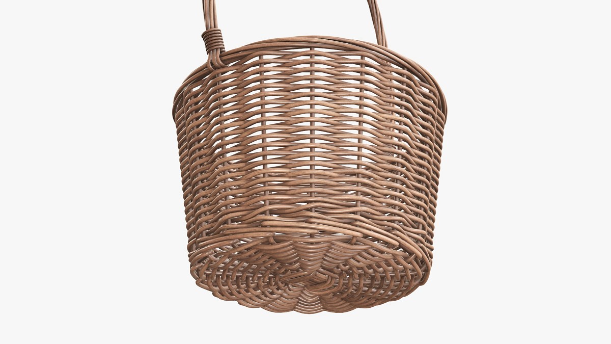 Wicker basket with handle light brown