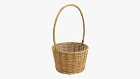 Wicker basket with handle medium brown