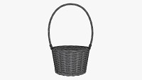 Wicker basket with handle medium brown