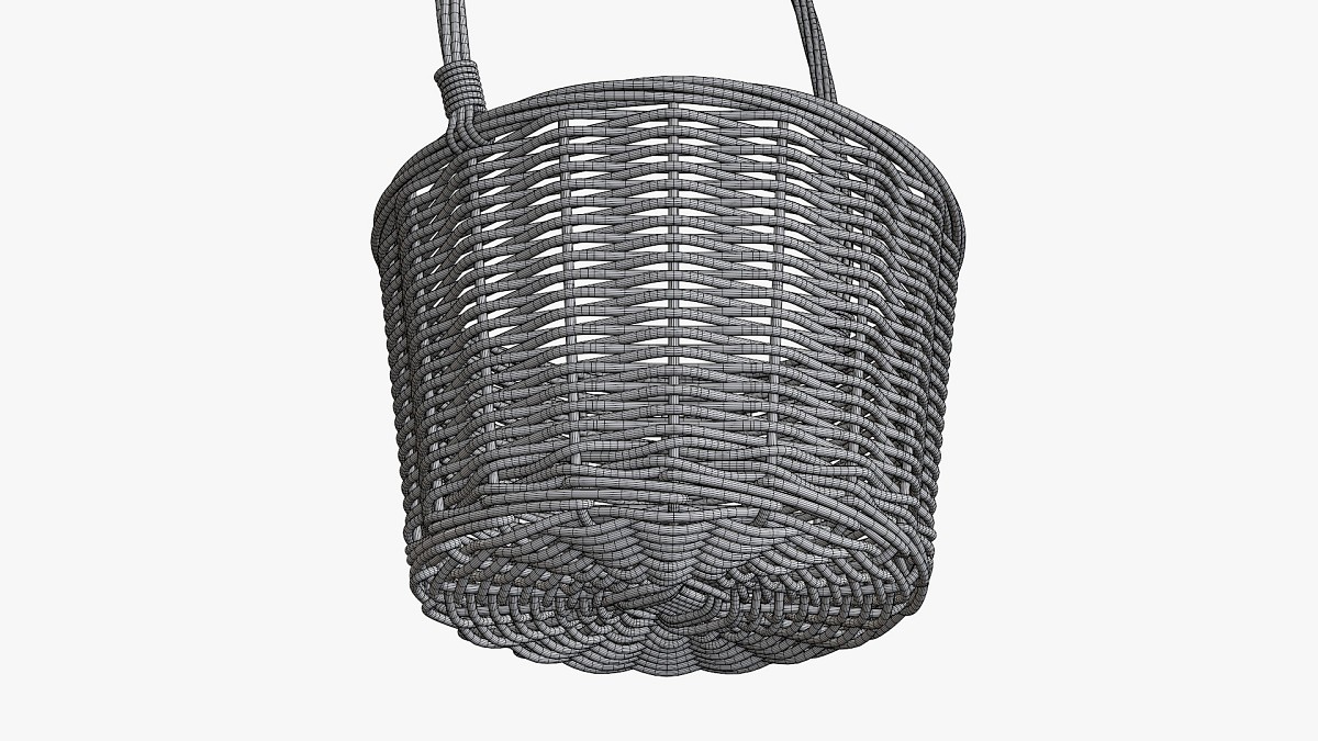 Wicker basket with handle dark brown