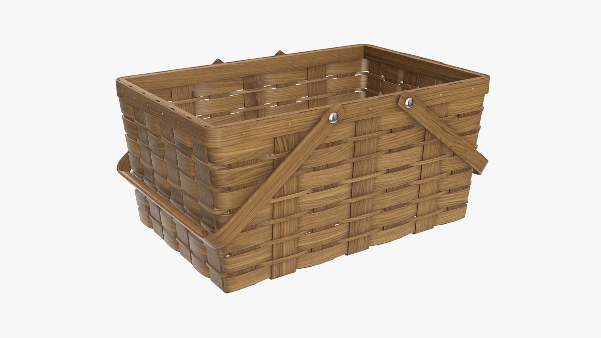 Picnic wicker basket with handles dark brown
