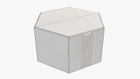 Hexagonal paper box packaging closed 01 corrugated cardboard white