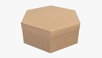 Hexagonal paper box packaging closed 02 corrugated cardboard
