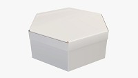 Hexagonal paper box packaging closed 02 corrugated cardboard white