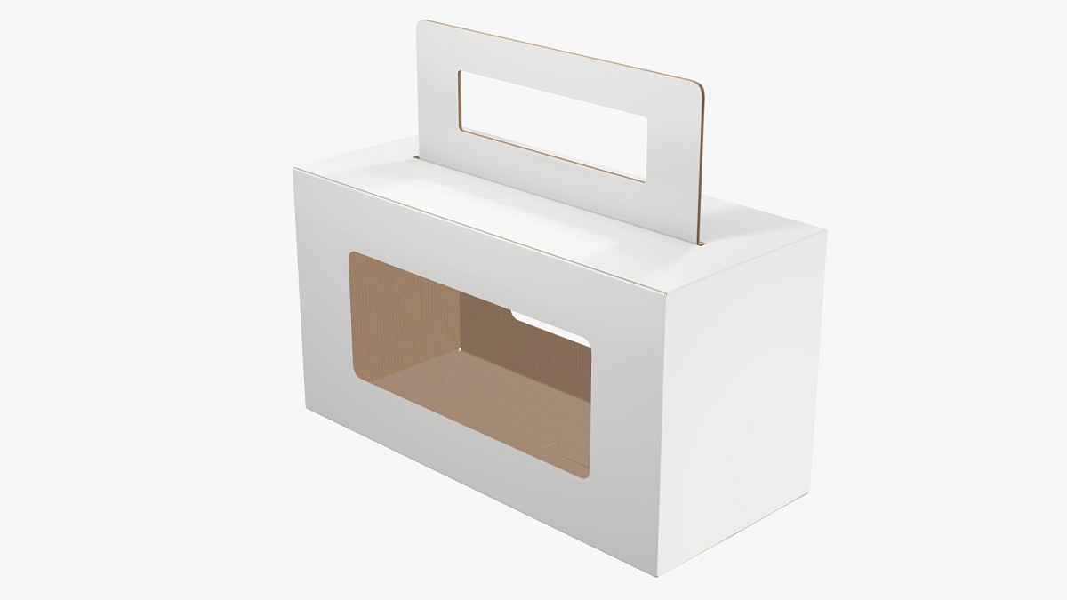 Empty carrying cardboard corrugated box with handle 01