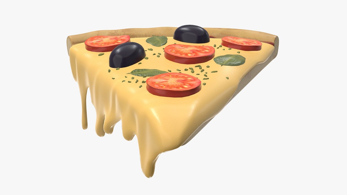 Pizza slice with dripping melted cheese