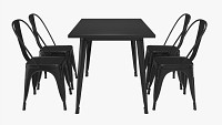 Black Dining Outdoor Table With Chairs