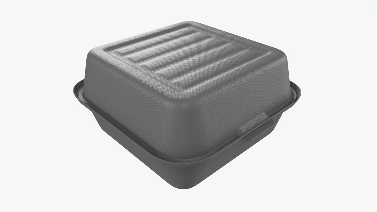 Compostable Take-Away Container Closed Gray